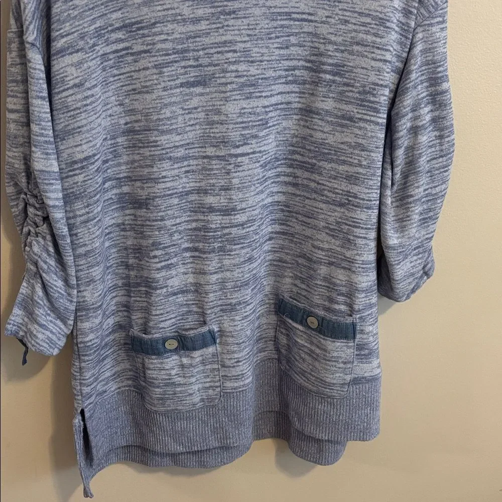 Ali Miles Heathered Blue Cowl Neck light weight Sweater size small